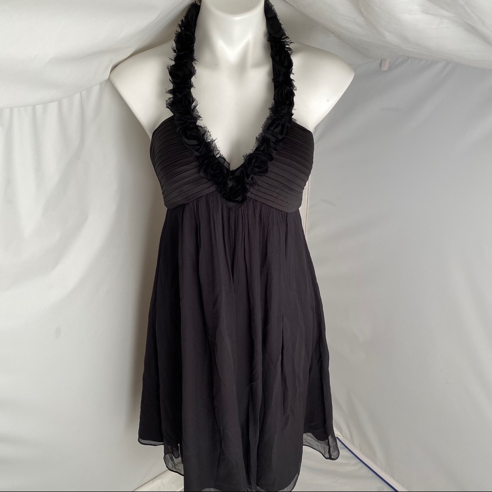 Max and Cleo black chiffon halter cocktail dress